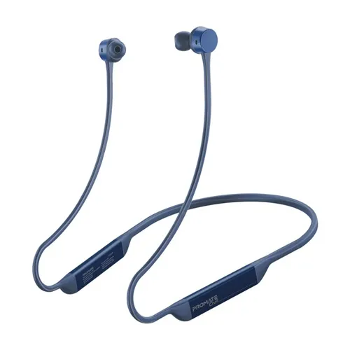 Promate Civil High-Fidelity Liquid Silicone Wireless Neckband Earphones Blue
