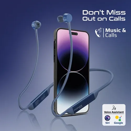 Promate Civil High-Fidelity Liquid Silicone Wireless Neckband Earphones Blue