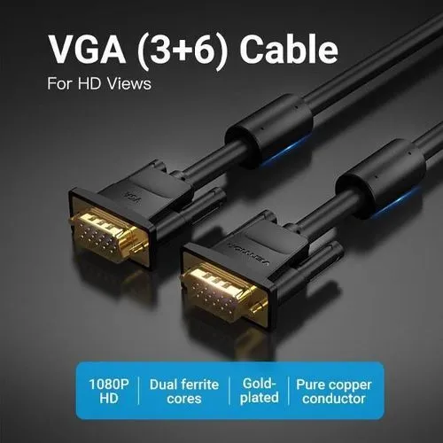 Vention 10M VGA (3+9) Male to Male Cable With Ferrite Cores -DADBL