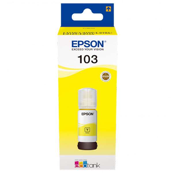 Epson 103 EcoTank Yellow Ink Bottle - 65ml - C13T00S44A-Compatible Printer: Epson L3116, L3156, L3111, L3110, L1110, L3150, L5190 and L3160.