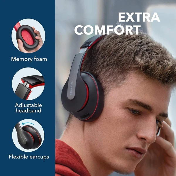 Anker Soundcore Life Q10 Wireless Bluetooth Headphones, Over Ear and Foldable, Hi-Res Certified Sound, 60-Hour Playtime and Fast USB-C Charging, Deep Bass, Aux Input (A3032H12)