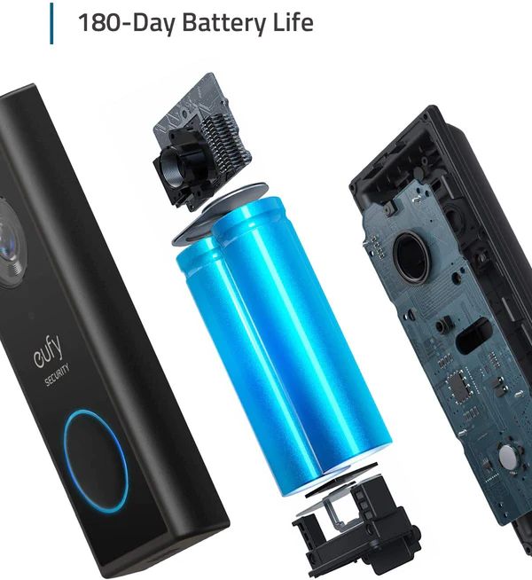 Eufy Security, Wireless Video Doorbell (Battery-Powered) with 2K HD, Doorbell Camera (E82101W4)