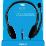 Logitech H111 Wired Headset - Built-In Microphone, Noise-Cancelling Mic (981-000999)-Full Stereo Sound Connectivity Technology: Wired Adjustable Headband In-Line Volume & Mute Controls Microphone Form Factor:Built-In