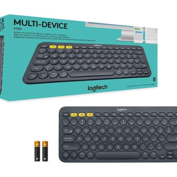 Logitech K380 Multi-Device Bluetooth Keyboard - 920-007558, 920-009599, 920-009600-Wireless Bluetooth 3.0 Connectivity Connect up to 3 Devices Simultaneously Built-In Hotkeys Powered by 2 x AAA Batteries Battery & Bluetooth Indicator Lights Compatible with Multiple Platforms