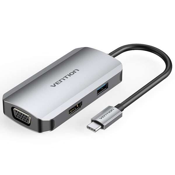 Vention Type C to Multi- Function 4 in 1 Docking Station-Four Ports Expansion Superior Charging Ability USB 3.0 A Interface Extension Compatible with Switch