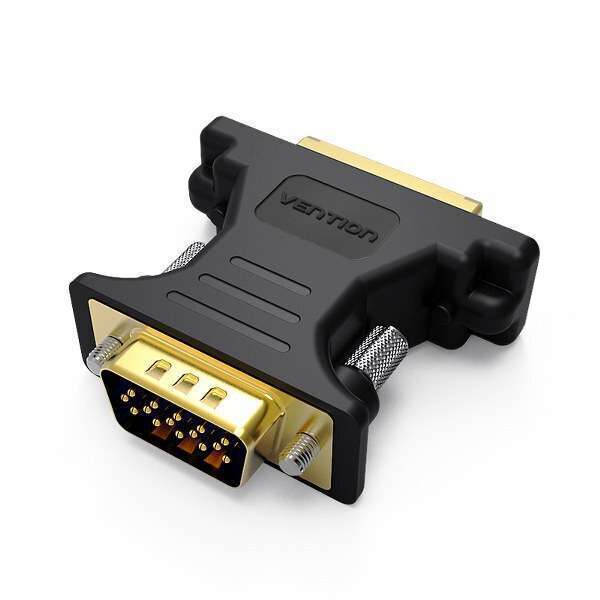 Vention DVI Female to VGA Male Adapter (VEN-DV350VG)-Gold-Plated interface for durable swapping Plug and Play Fastened double screws design for firm fixing