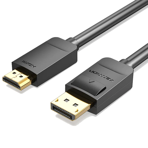 Vention Display Port to HDMI Cable 1.5 Meter (VEN-HADBG)-Vention DisplayPort (DP) to VGA Cable, 2m, Black type: connecting cable Classic VGA for analogue signal transmission DisplayPort is able to handle up to 8k resolution Cable termination: straight