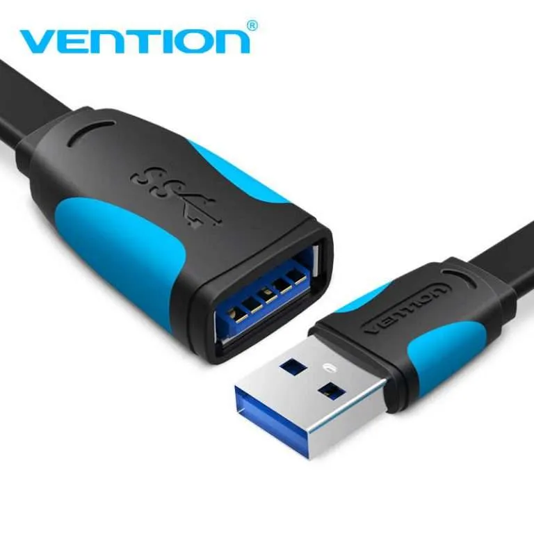 Vention Flat USB 3.0 Extension Cable 3Meter (VAS-A13-B300)-3 Meter long 5Gbps Transmission Super Performance Flexible and Durable
