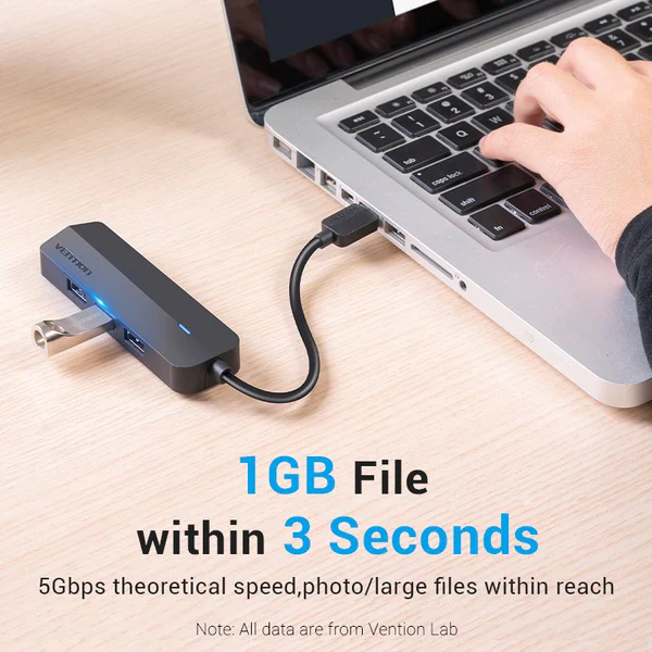Vention USB 3.0 To usb 3.0 Hub with Gigabit Ethernet Adapter (VEN-CHNBB)-4 Ports Expansion 5Gbps Transmission,Plug & Play, no need external installation drive, easy to set up