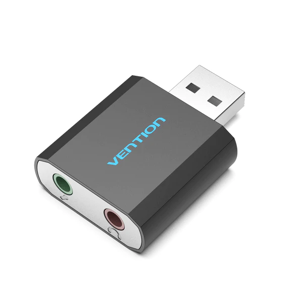 Vention USB External Sound Card – (VEN-VAB-S17-B )-Aluminum Alloy Shell: Brings better heat dissipation and shielding Audio Noise Reduction Chip: Restore a clearer sound Nickel Plated Interface: Anti-oxidation & corrosion resistance