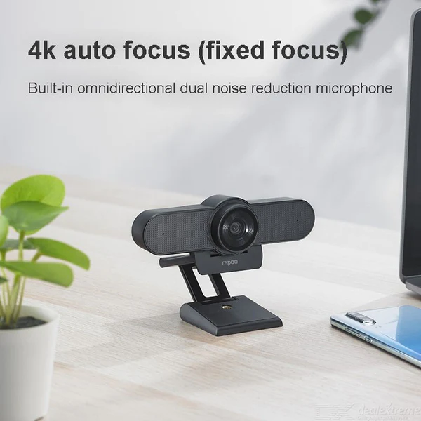 Rapoo C500 4K Super Wide-Angle Webcam-4K Resolution and Auto-focus,80° Wide Angle Lens,Dual Noise-canceling Microphones,Five-layer Coated Lens,Protective Magnetic Ring,Dual Noise-Reduction Microphones,