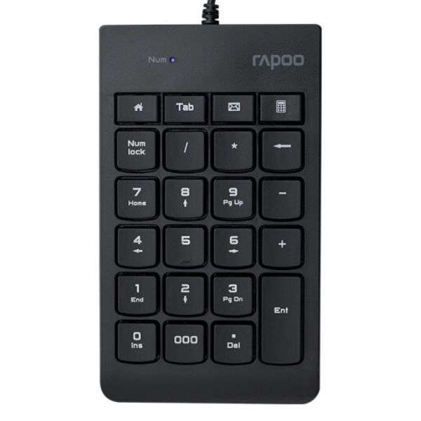 Rapoo K10 USB Numeric Keyboard - Laser Carved Keycap,Easy Installation. Comfortable Typing. Laser Carved Keycap. USB Plug and Play. 12 Month Warranty. 23 Keys. Membrane keys.