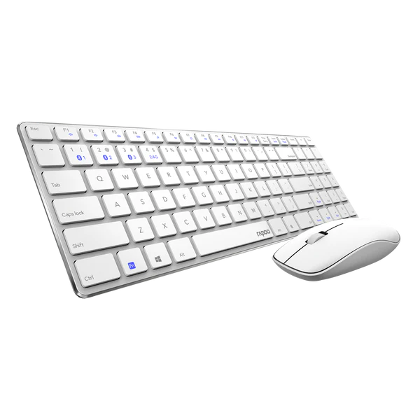 Rapoo 9300M Silent Multi-Mode Wireless Keyboard and Mouse-Connection Modes: Wireless (dongle),Wireless Transmission: 2.4 GHz,Aluminum Alloy Base,Intelligently Switch Among Multiple Devices With Bluetooth 3.0/4.0/2.4ghz