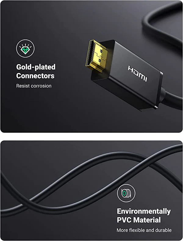 UGREEN DP Male To HDMI Male Cable (DP101)-Compliant With Displayport 1.1V,High Quality,Durable and Practical,Low Power Standby Mode Operation