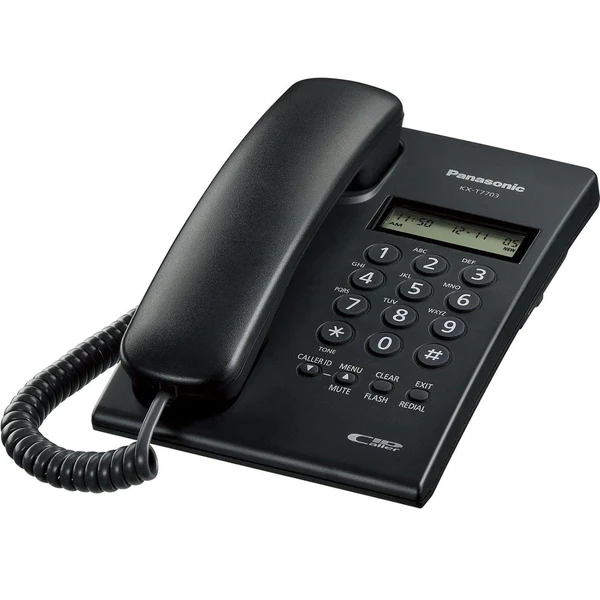 Panasonic KX-T7703 Single Line Telephone-Caller ID Memory: 30 Numbers,Redial: 5 Numbers,Flash Time Setting: Programmable,LCD Contrast: 4 Levels.,LCD Display: 2 Line (16 Digits & Date / Pict)
