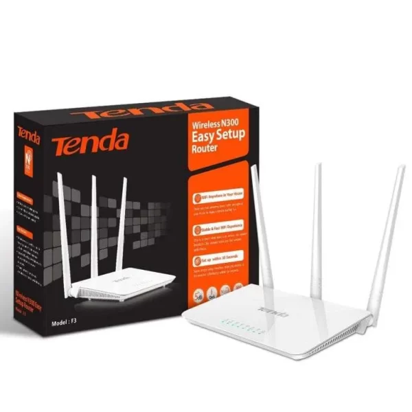 Tenda F3 300Mbps Wireless Router-Ensures safe and reliable surfing experience,Easy to install and convenient to use,Enables you to enjoy high-definition videos and play high-load games