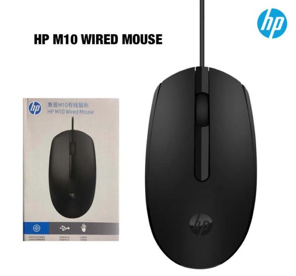 HP M10 Wired USB Mouse (6CB80PA) - 3 Buttons, Optical Tracking,Plug & Play Optical Mouse,Slim & Very Easy To Use