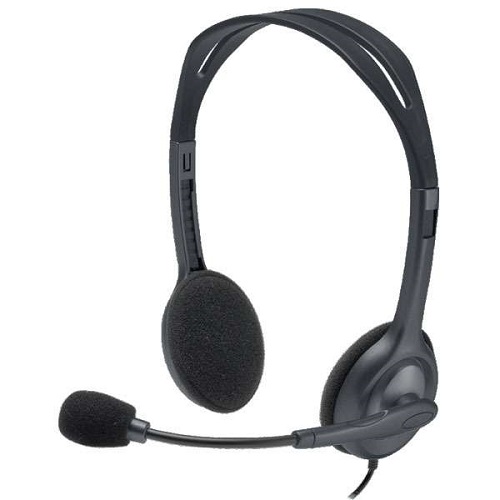 Logitech H111 Stereo Headset with Adjustable Headband and Boom microphone-Single jack Pin,Full stereo sound,Works with popular calling applications,Flexible, rotating boom,Adjustable headband