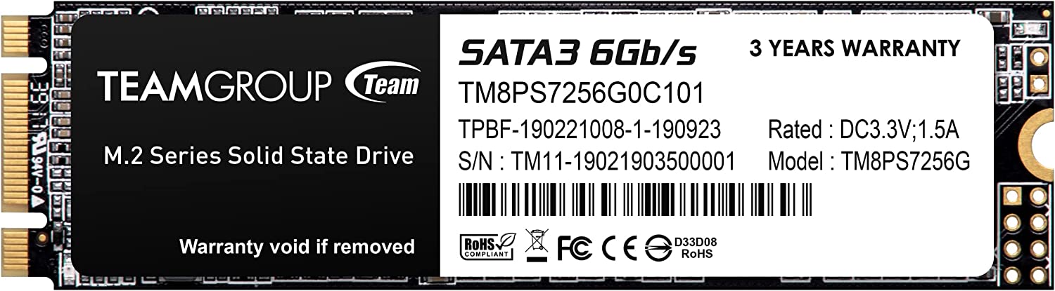 TEAMGROUP MS30 256GB with SLC Cache 3D NAND TLC M.2 2280 SATA III 6Gb/s Internal SSD-Hard Disk Form Factor: 2280 Inches,Hard Disk Interface: Serial ATA-600,Connectivity Technology: SATA