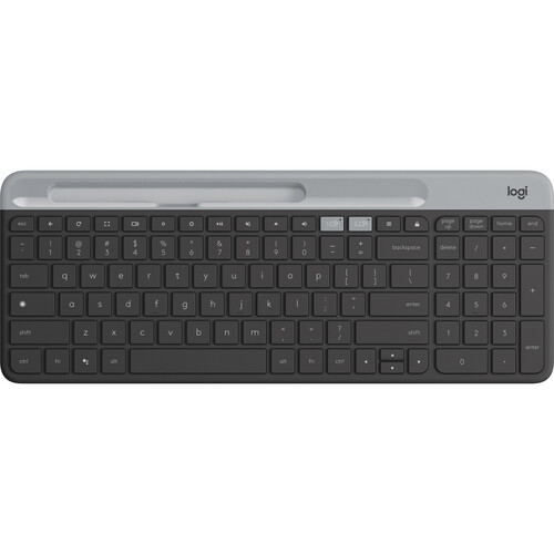 Logitech K580 Slim Multi-Device Wireless & Bluetooth Keyboard - 920-010623-Built-In Phone Cradle,Slim Design
