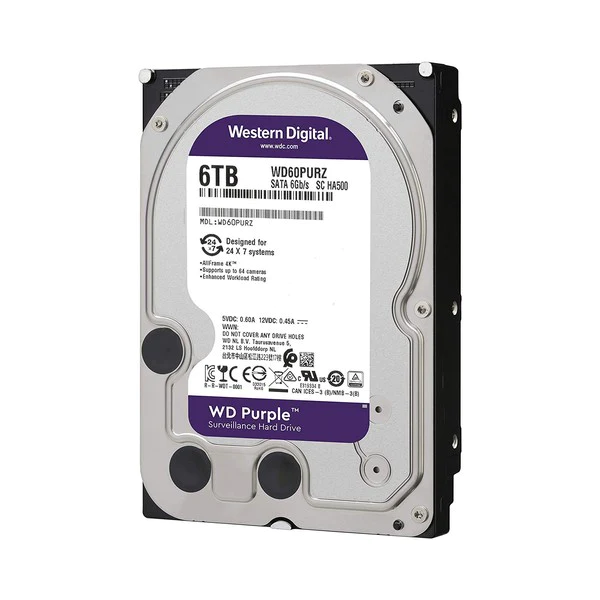 WD 6TB Purple Surveillance Internal Hard drive (WD62PURZ)128 MB, 5640 rpm