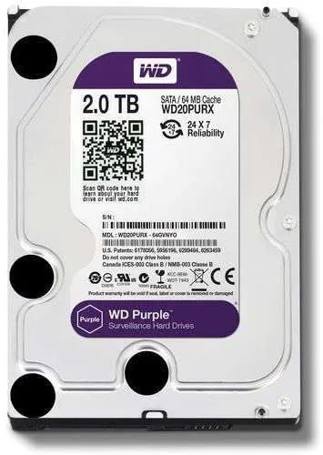 WD 2TB Purple Surveillance Hard Drive – 64 MB, 5400 rpm – WD22PURZ