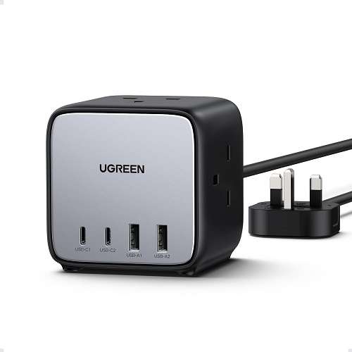 UGREEN DigiNest Cube – 7 Port Extension Lead – 65W Type C GaN Charging and 3 AC Outlets (UK PLUG) – CD268