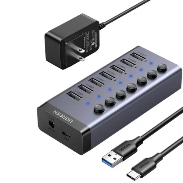 UGREEN CM481 7-Port Powered USB 3.0 Hub UK Power adaptor