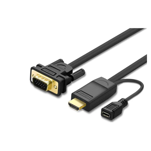 UGreen HDMI TO VGA Converter Round Cable - 1.5M (Black) (MM101)