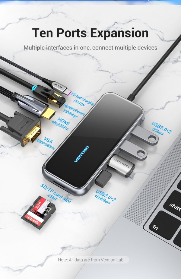 Vention USB-C Multi-Functional 10 in 1 Docking Station