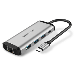 Vention USB-C MULTI-FUNCTIONAL 6 in 1 DOCKING STATION Type C to HDMI/USB3.0 (3 PORTS)/RJ45/PD(87W) Converter 0.15M Gray