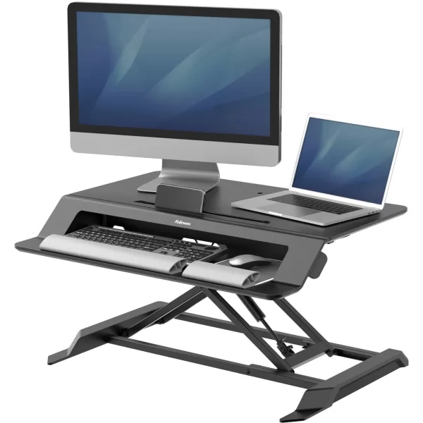 Fellowes Lotus Sit-Stand Workstation, Multipurpose Desktop Riser, Compact, Gas Spring (8215001)