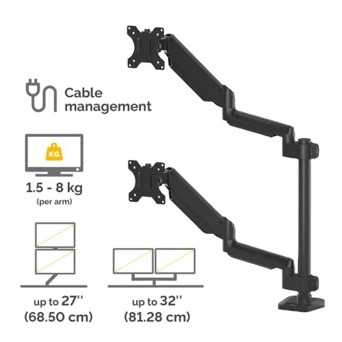 Fellowes Platinum Series Dual Stacking Monitor Arm 8043401-2