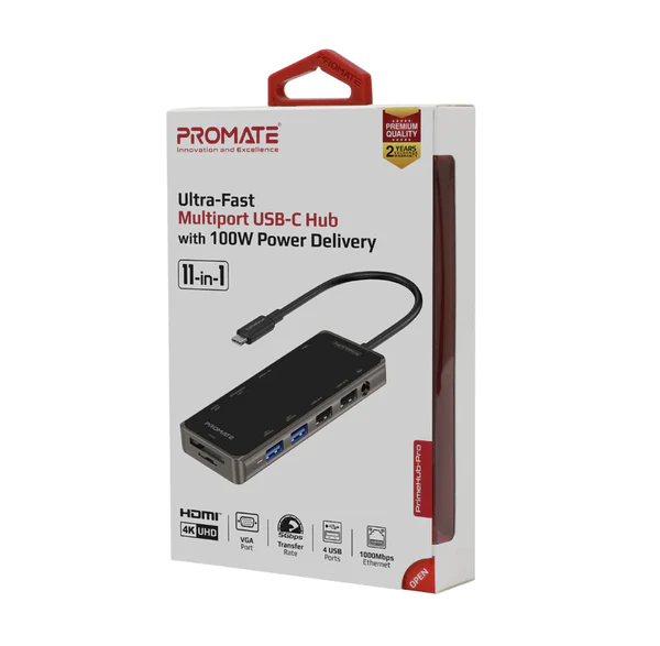 Promate 11 in 1 USB-C Hub Ultra-Fast (PRIMEHUB-PRO)