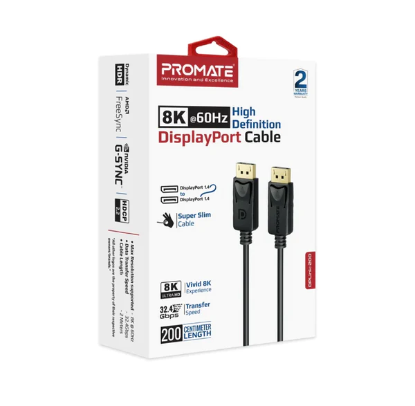 Promate 2M 8K DisplayPort Cable (DPLINK-200)