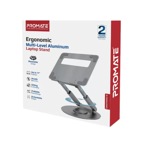 Promate DeskMate-6 Laptop Stand Ergonomic Multi-Level Aluminium
