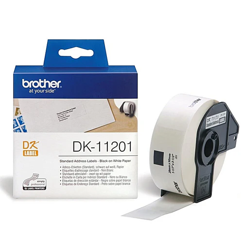 Brother DK-11201 Original Label Roll – Black on White, 29mm x 90mm