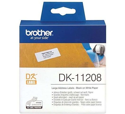 Brother DK-11208 Original Black On White Label Tape