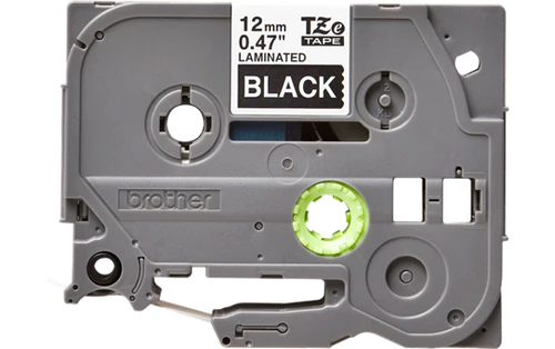 Brother TZe-335 Labelling Tape – White on Black, 12mm wide