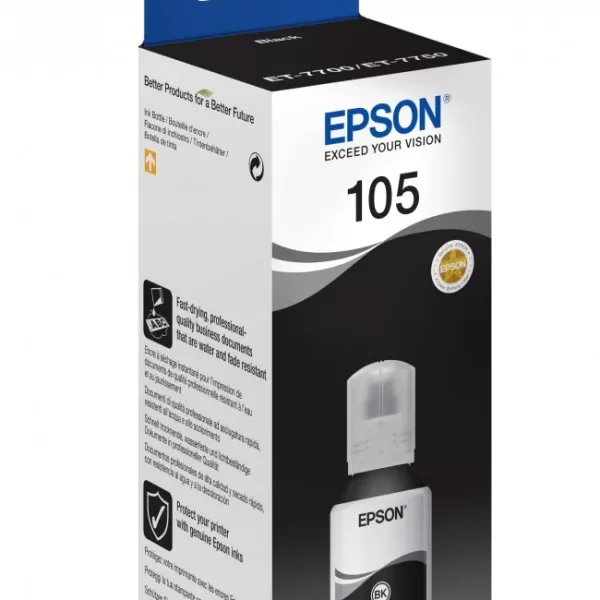 Epson 105 Original EcoTank Pigment Black Ink Bottle (C13T00Q140)