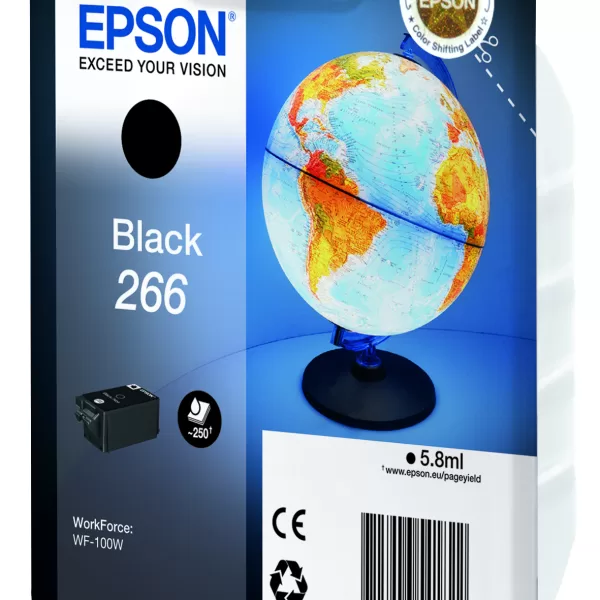 Epson Genuine Black 266 ink cartridge (250 pages) for Workforce WF-100W Printers (C13T26614010)