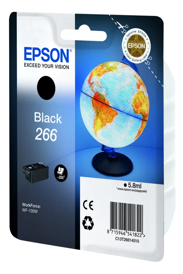 Epson Genuine Black 266 ink cartridge (250 pages) for Workforce WF-100W Printers (C13T26614010)