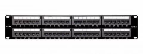 D-Link 48 Port Cat6A Shielded Fully Loaded Punch Down Patch Panel - Keystone Type- 2U- Black Colour