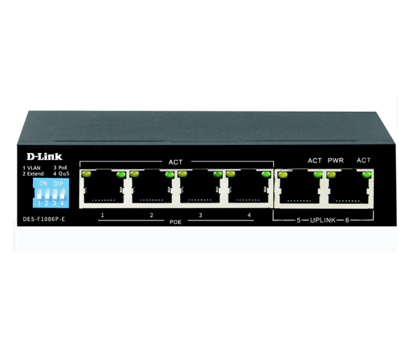 D-Link DES-F1006P-E 6-Port Unmanaged PoE Switch