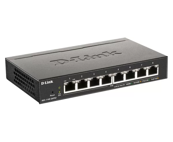 D-Link DGS-1100 08PV2 Series Smart Managed 8-Port PoE Gigabit Switch
