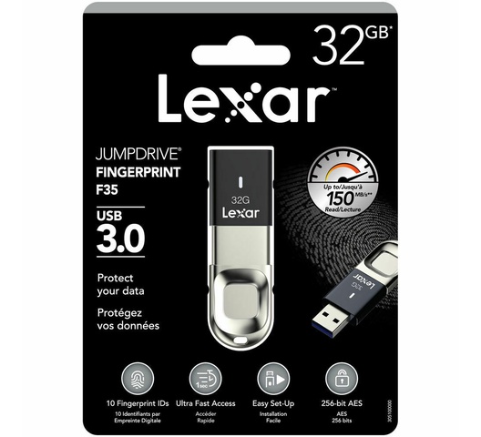 Lexar 32GB Fingerprint F35 USB 3.0 Flash Drive
