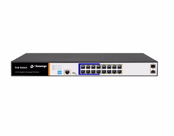 SECUREYE 16port (Managed L2) + 2 (SFP Giga) POE Switch–(S-16GE-M-2UG-LD-AI-VLAN)