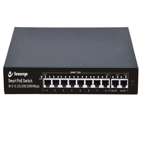 SECUREYE 8 Port Giga PoE Switch 8 PoE + 2 Uplink 10/100/1000 Mbps (S-8GE-2UG-LD)