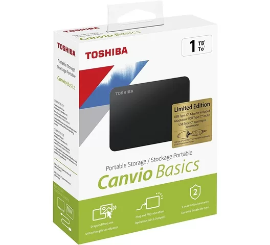 Toshiba Canvio 1TB External Hard Drive USB 3.0, Black