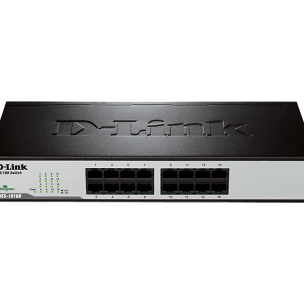 D-Link DES-1016D/B 16-port 10/100Base-T Unmanaged Switch (Metal casing, UK Power plug)